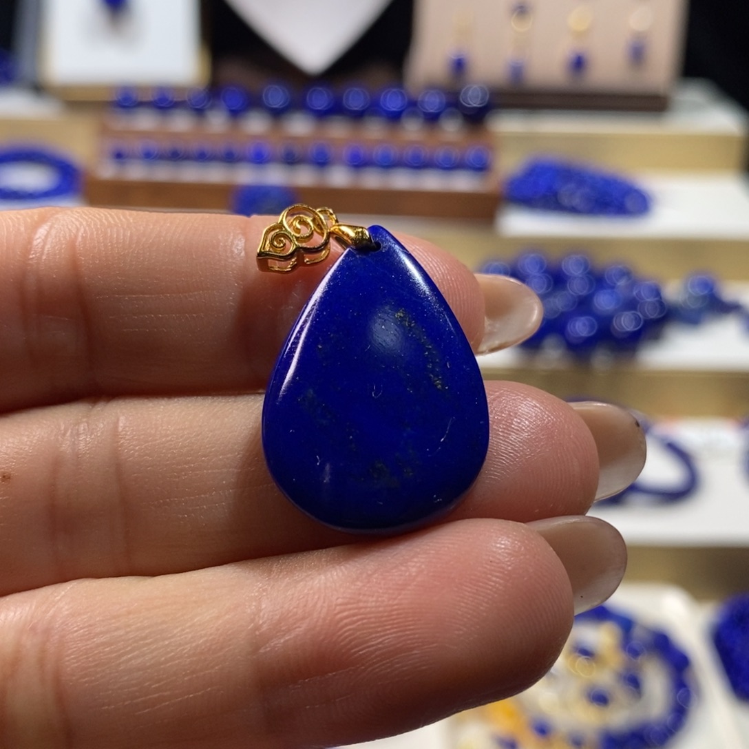 青金石未镶嵌手串水滴吊坠