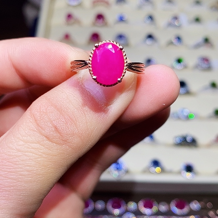 红宝石戒指银S925镶嵌风**限11111