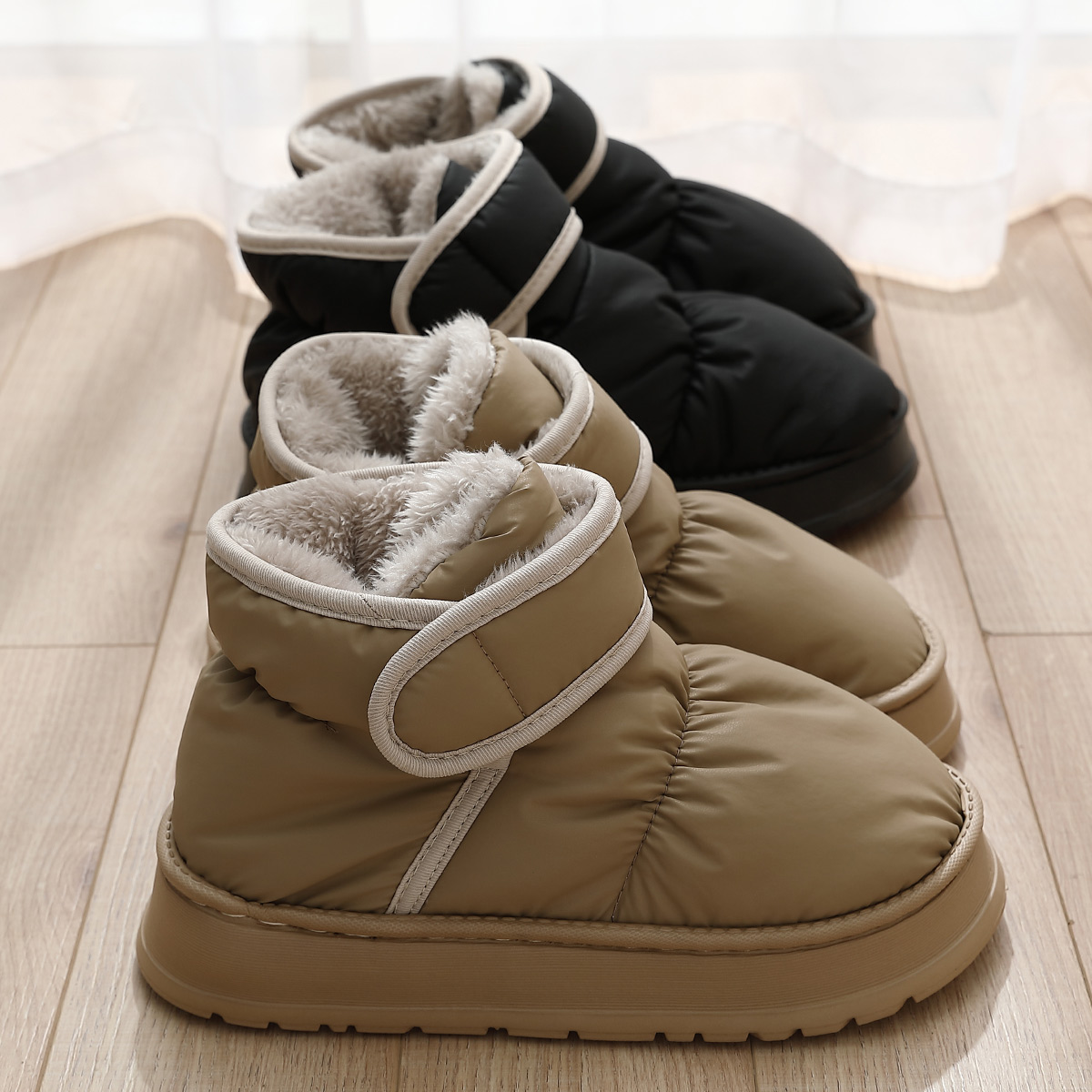冬季包跟保暖情侣拖鞋男款加绒加厚底2025新款居家保暖高帮棉鞋女