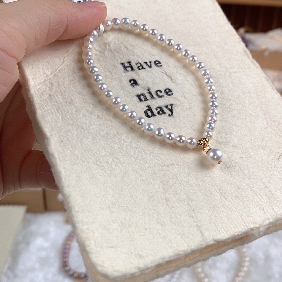 银S925镶嵌淡水珍珠手绳
