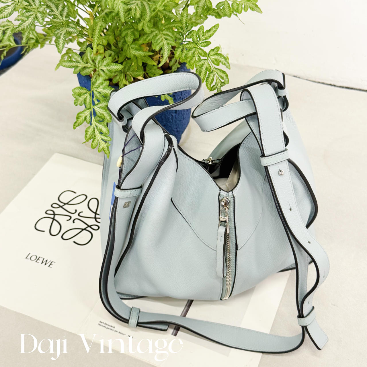 95新 LOEWE/罗意威 loewe罗意威蓝色小号吊床斜挎包