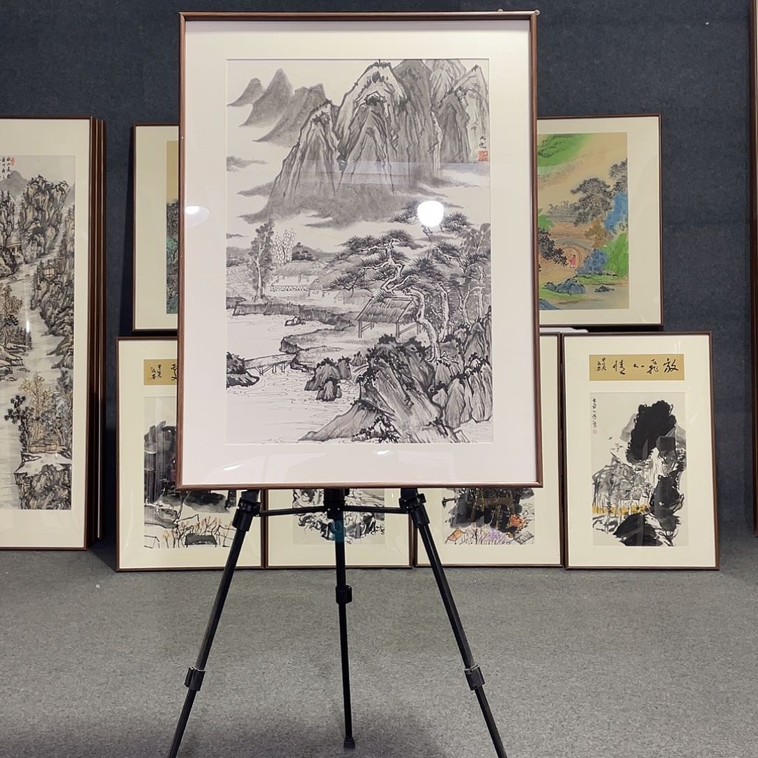 国画手绘画作品带框发货