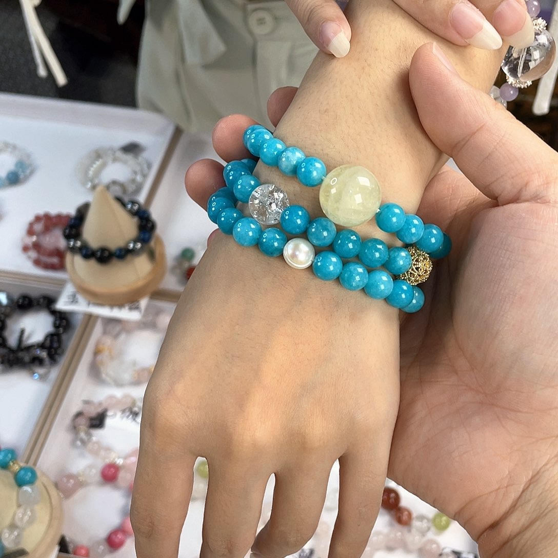 水晶手链银S925镀金镶嵌