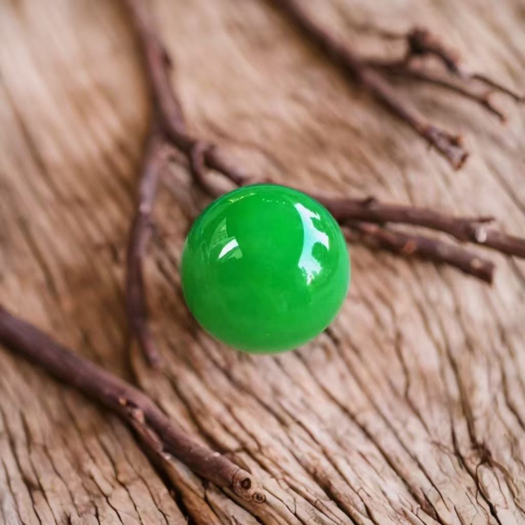 【极翠珠宝】天然缅料正冰满阳绿卡10mm散珠单珠一颗