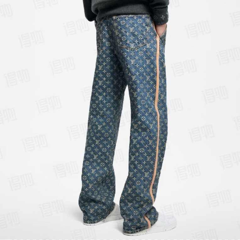 未使用 LouisVuitton/路易威登 2931/SS25褶裥满印牛仔裤/28码
