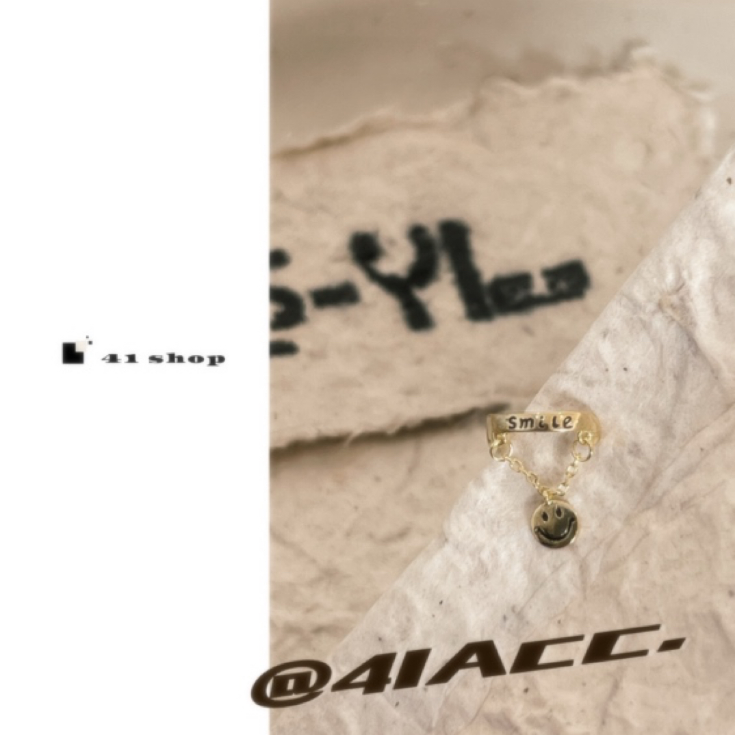 铜合金耳饰 A499 微笑smile笑料流苏牌金色（右耳）耳骨夹