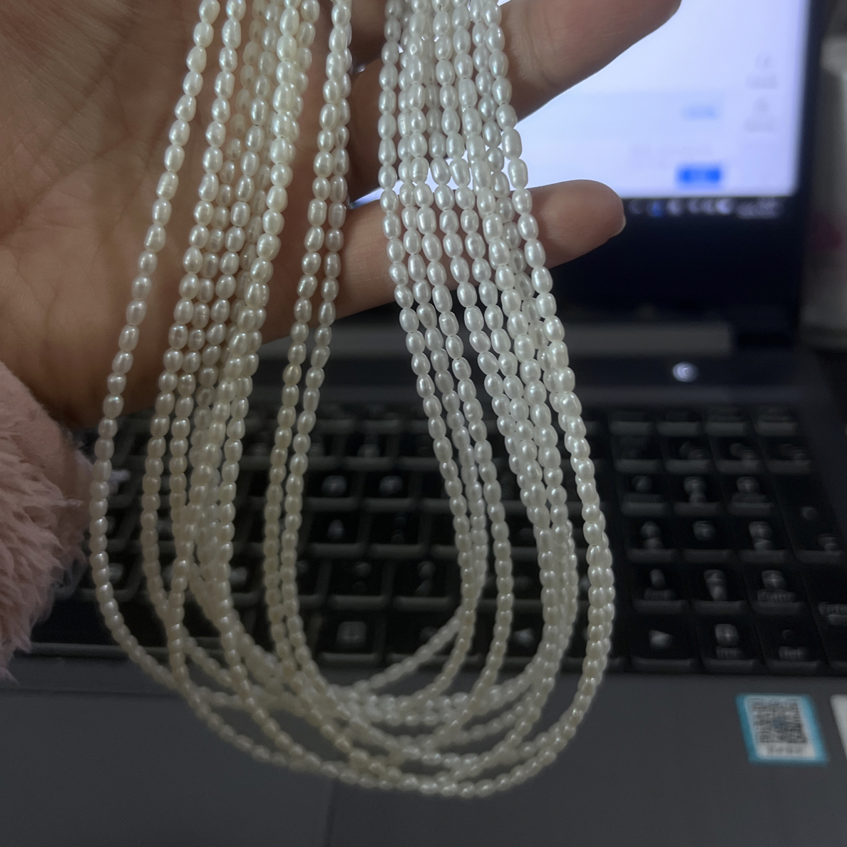 （桃）小米珠珍珠项链（清，库存10）