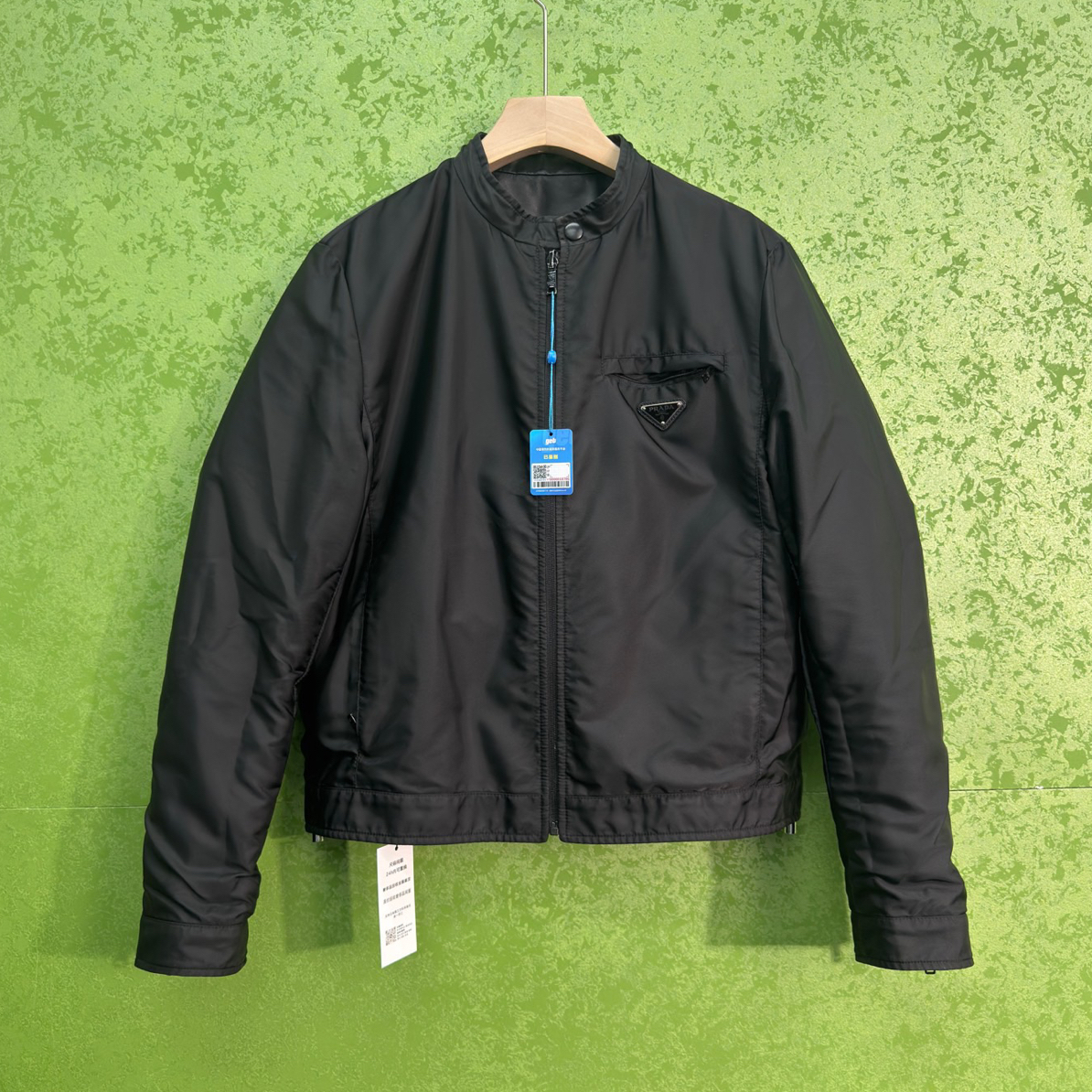 99新 Prada/普拉达 双面三角标皮衣夹克/50/工价36800/r2373531