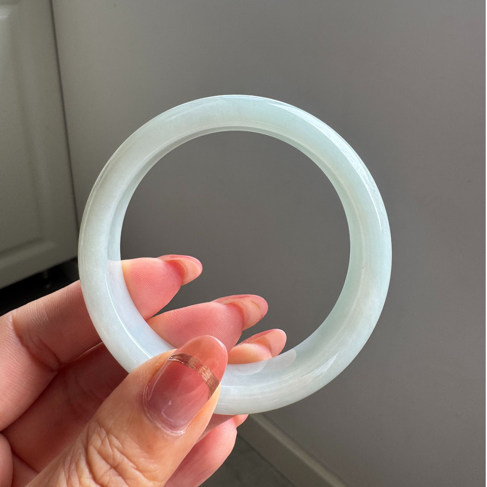 56正圈天然老坑老料糯化飘花缅甸翡翠A货手镯送证书D795  