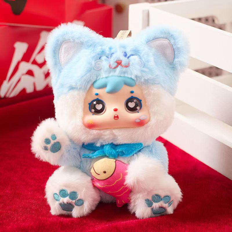 三小毛招财猫毛绒盲盒 可爱摆件礼物