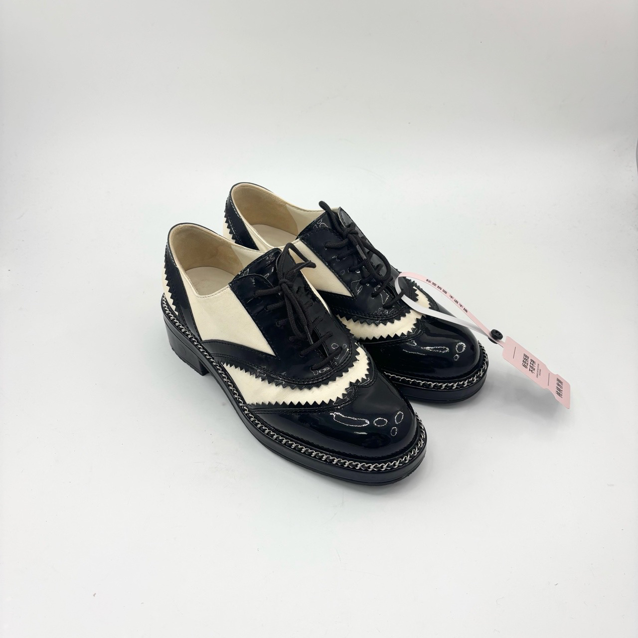 95新 Chanel/香奈儿 香奈儿/36.5码/黑白拼色乐福鞋TT0677