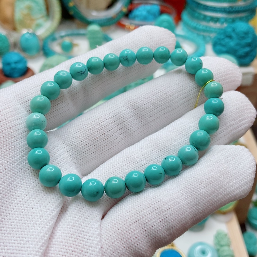 绿松石未镶嵌圆珠手串6.5mm