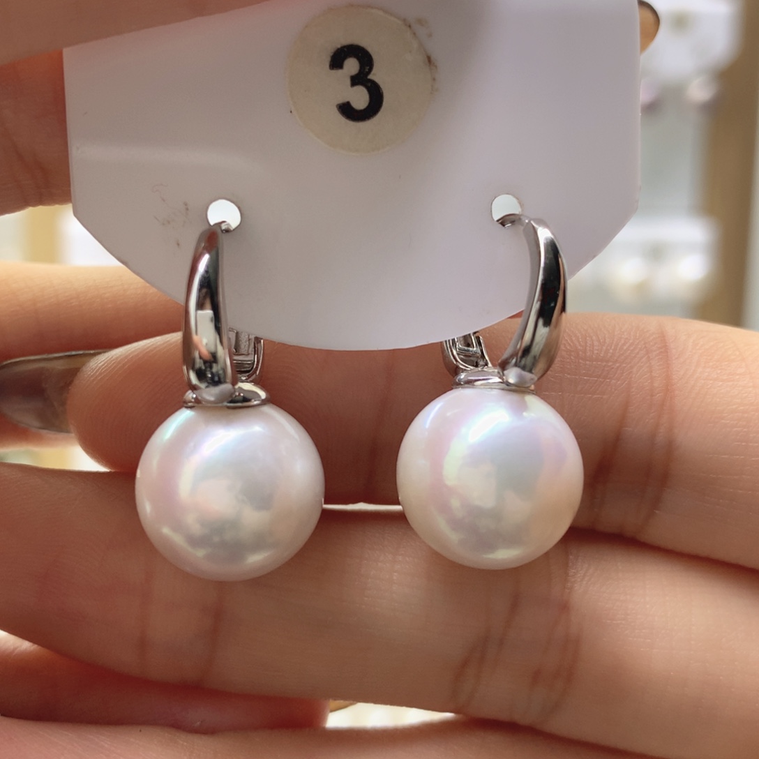 银S925镶嵌淡水珍珠耳饰