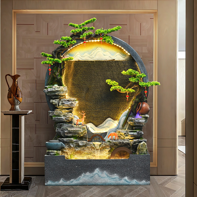 客厅假山流水喷泉室内景观阳台庭院鱼池招财风水轮装饰循环水摆件