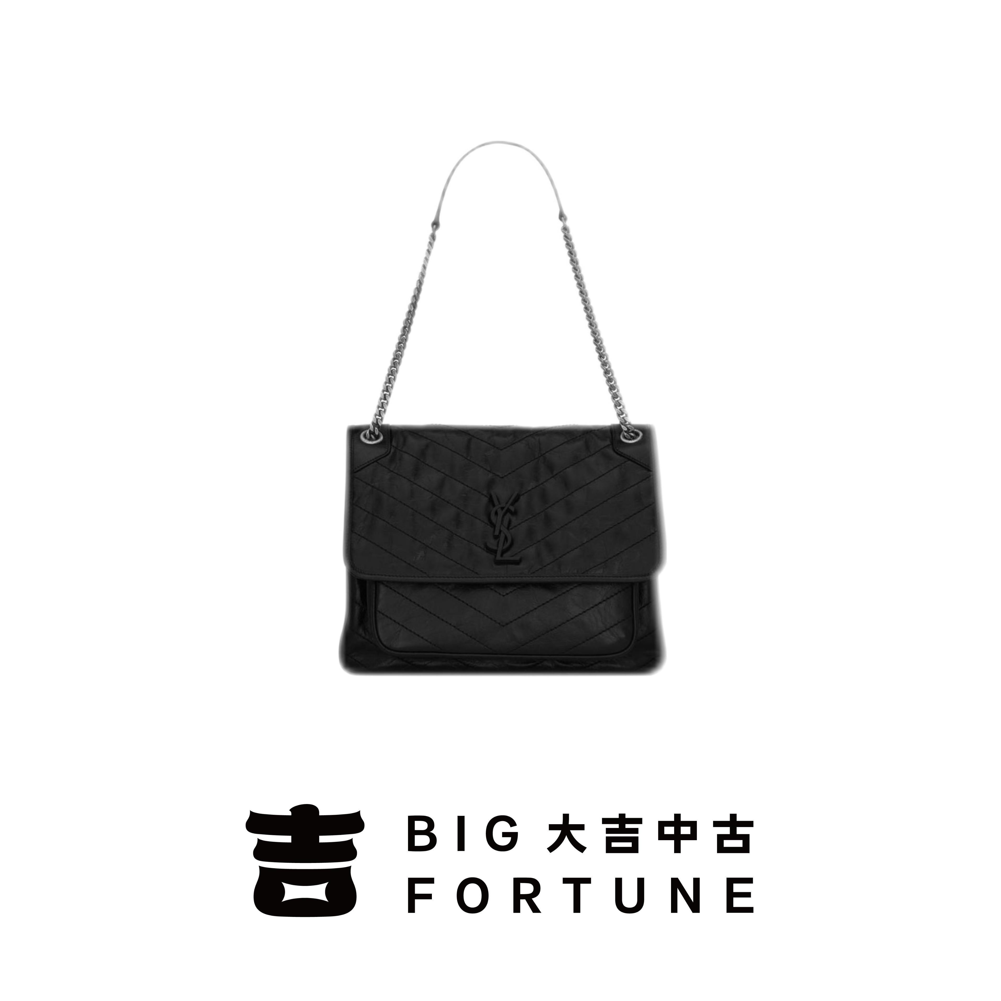 99新 YSL/圣罗兰 大吉中古3/Ysl圣罗兰黑银niki中号单肩包