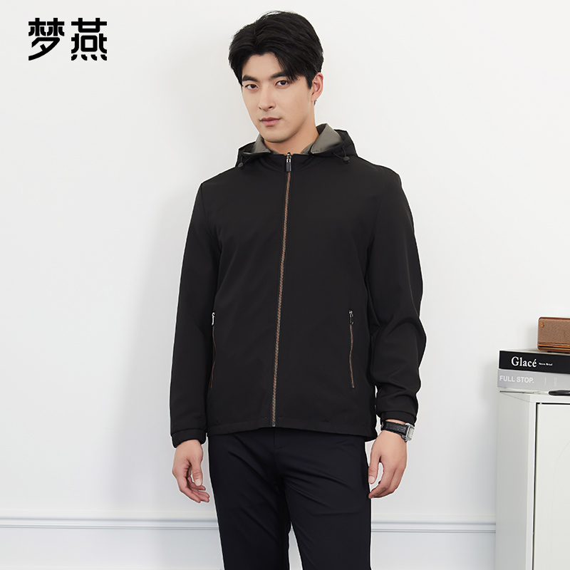 梦燕【内购会】春秋男双面穿夹克可拆卸帽商务休闲外套XC06B5016D