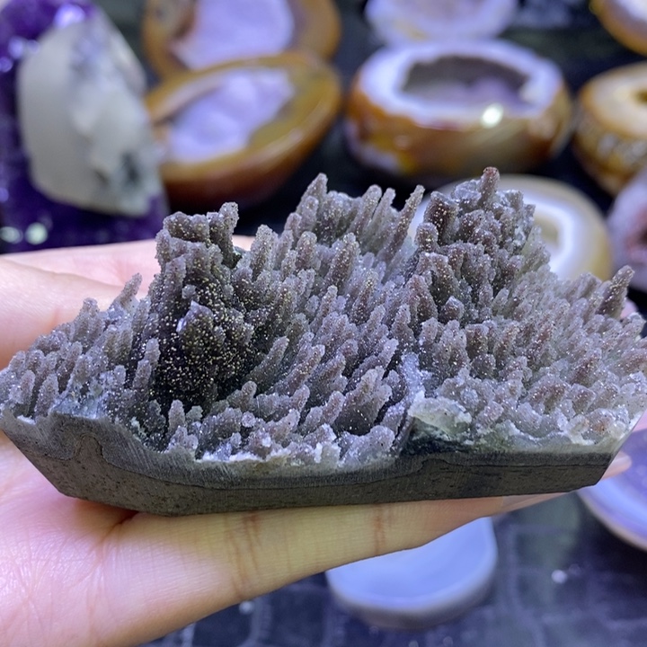 银S800镀金镶嵌珠宝半成品水晶红森林摆件