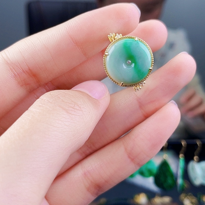 翡翠戒指银S925镶嵌饰品