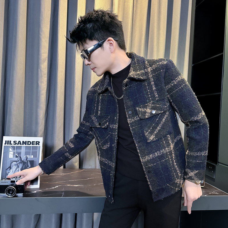 潮牌翻领外套男款秋冬季爆款上衣2025新款高级感潮牌痞帅短款夹克