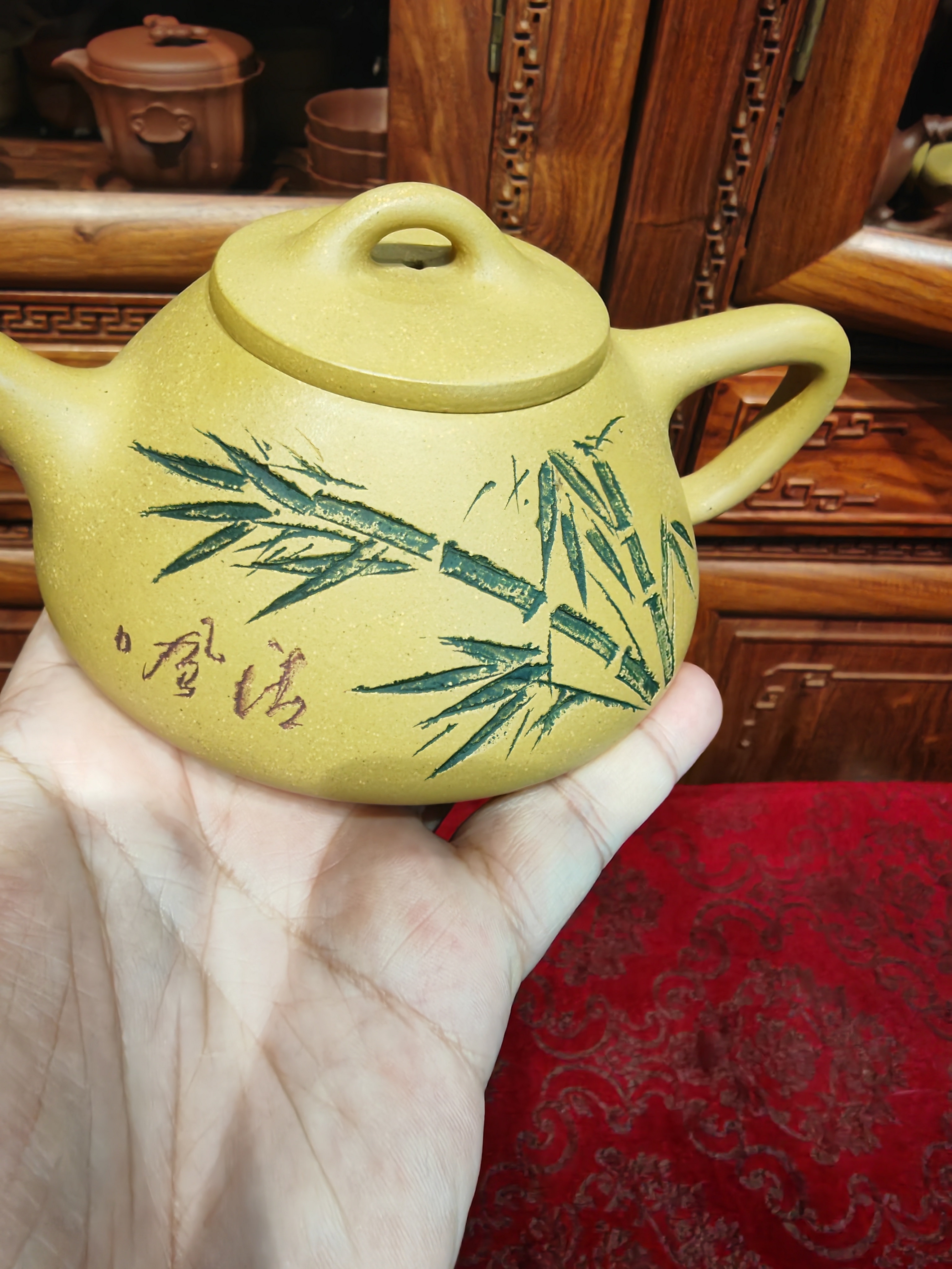 石瓢壶竹报平安壶段泥半手工制作