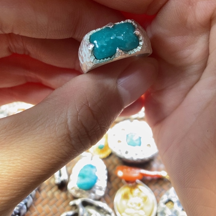 绿松石戒指银S925镶嵌