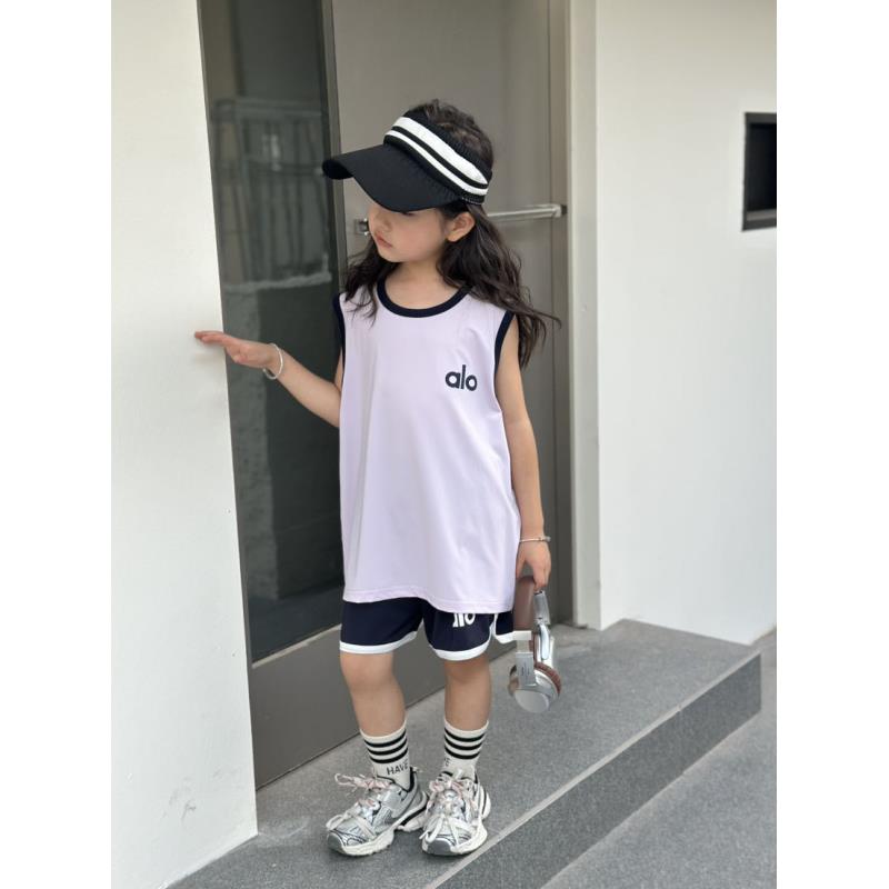 【新疆包邮】夏季新款小童背心字母套装D970