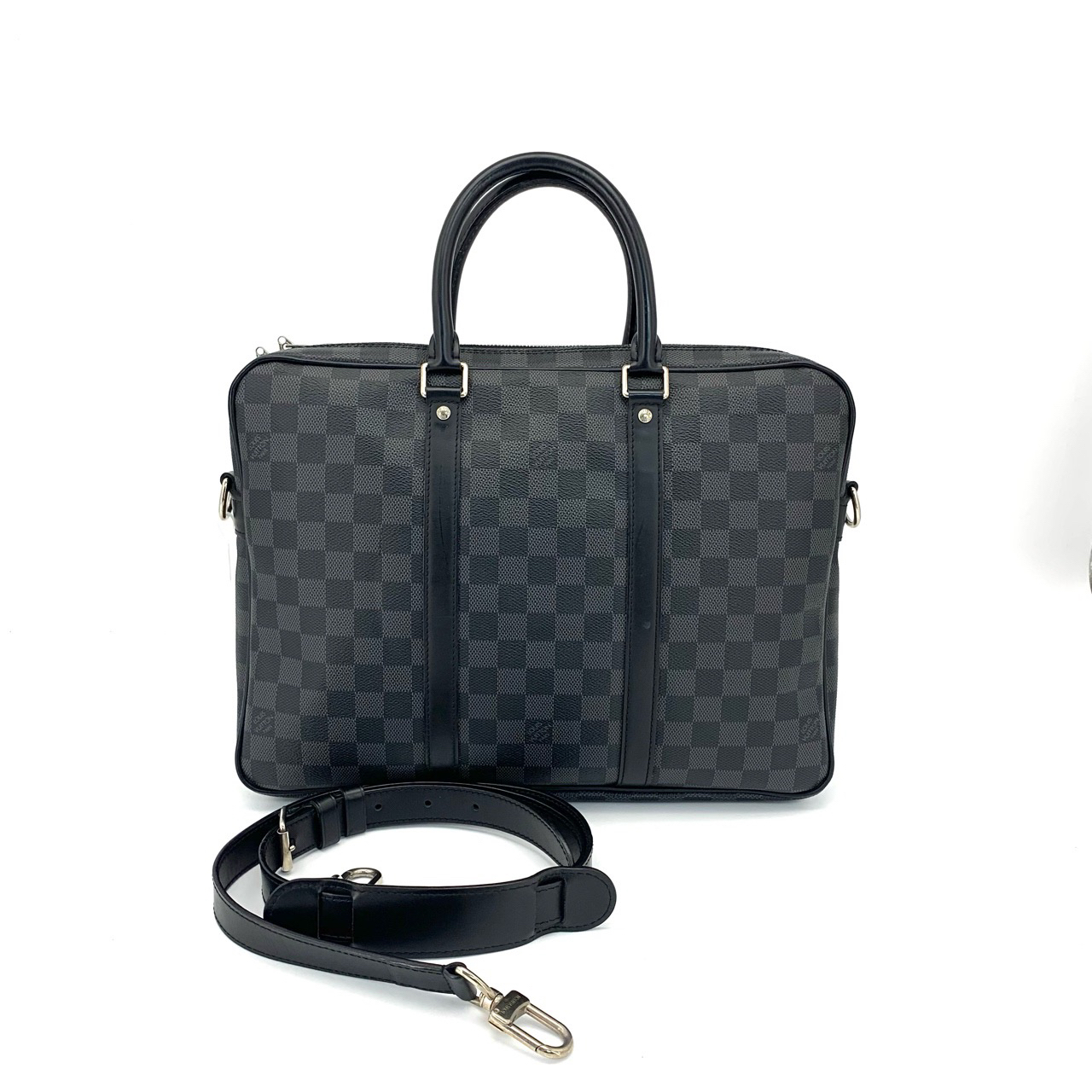 95新 LouisVuitton/路易威登 黑棋盘格手提公文包 尺寸36/27 经典