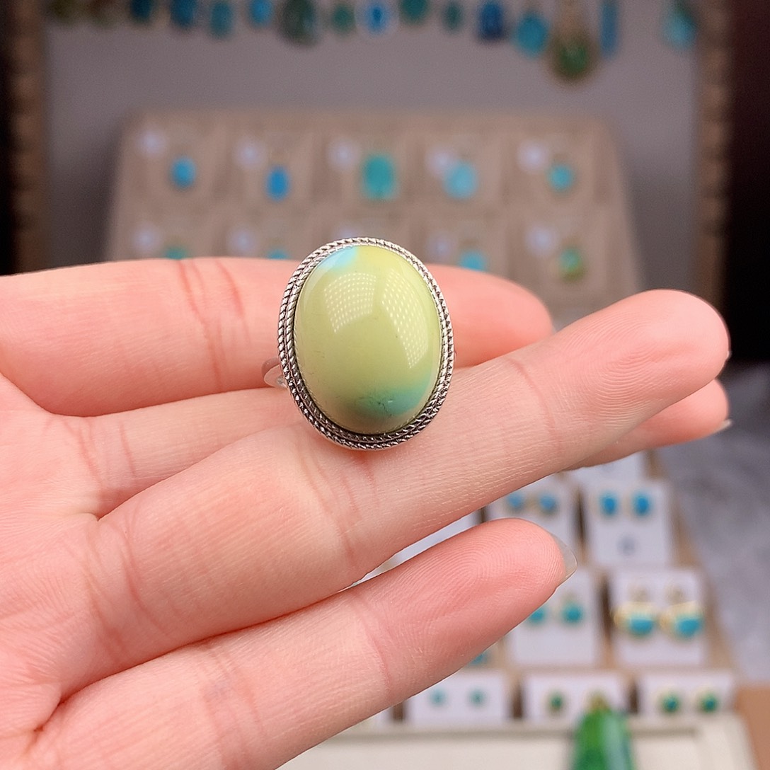 绿松石戒指银S925镶嵌