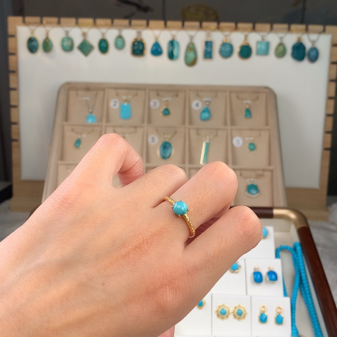 绿松石银S925镶嵌戒指