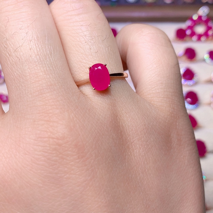 红宝石戒指银S925镶嵌