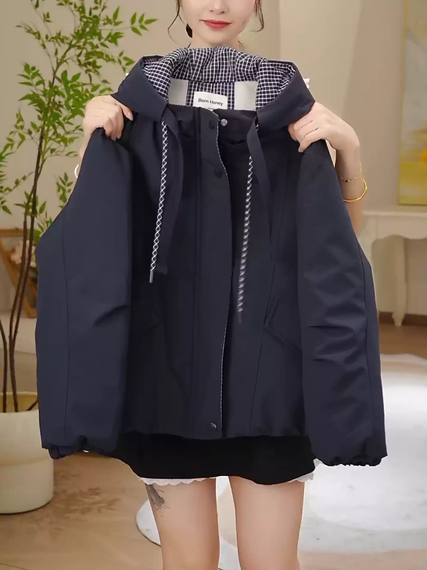 女童加绒连帽外套秋冬款2025新款儿童加厚冬装棉服洋气大童棉衣厚