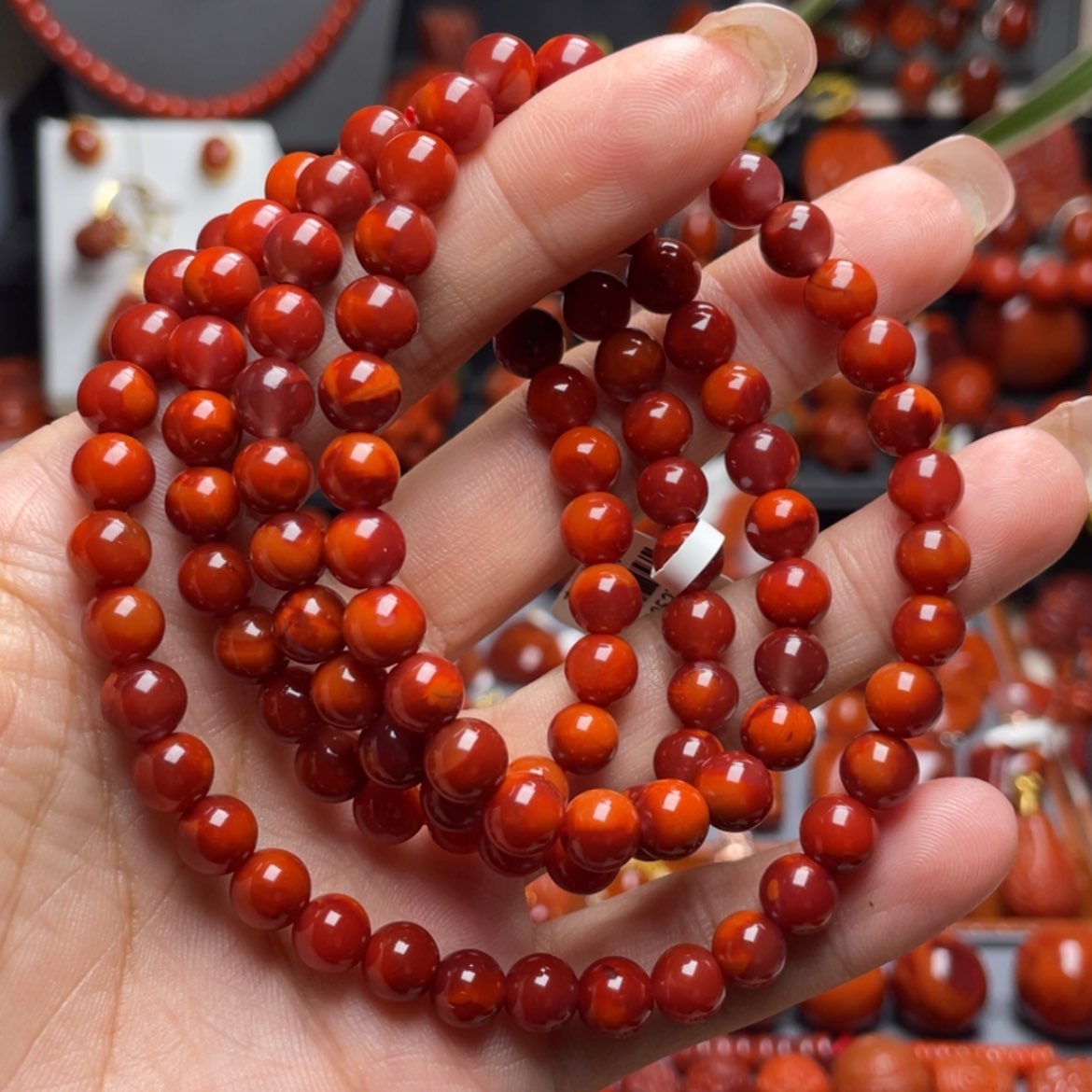 【闪购商品】南红玛瑙7➕牛血红佛珠未镶嵌