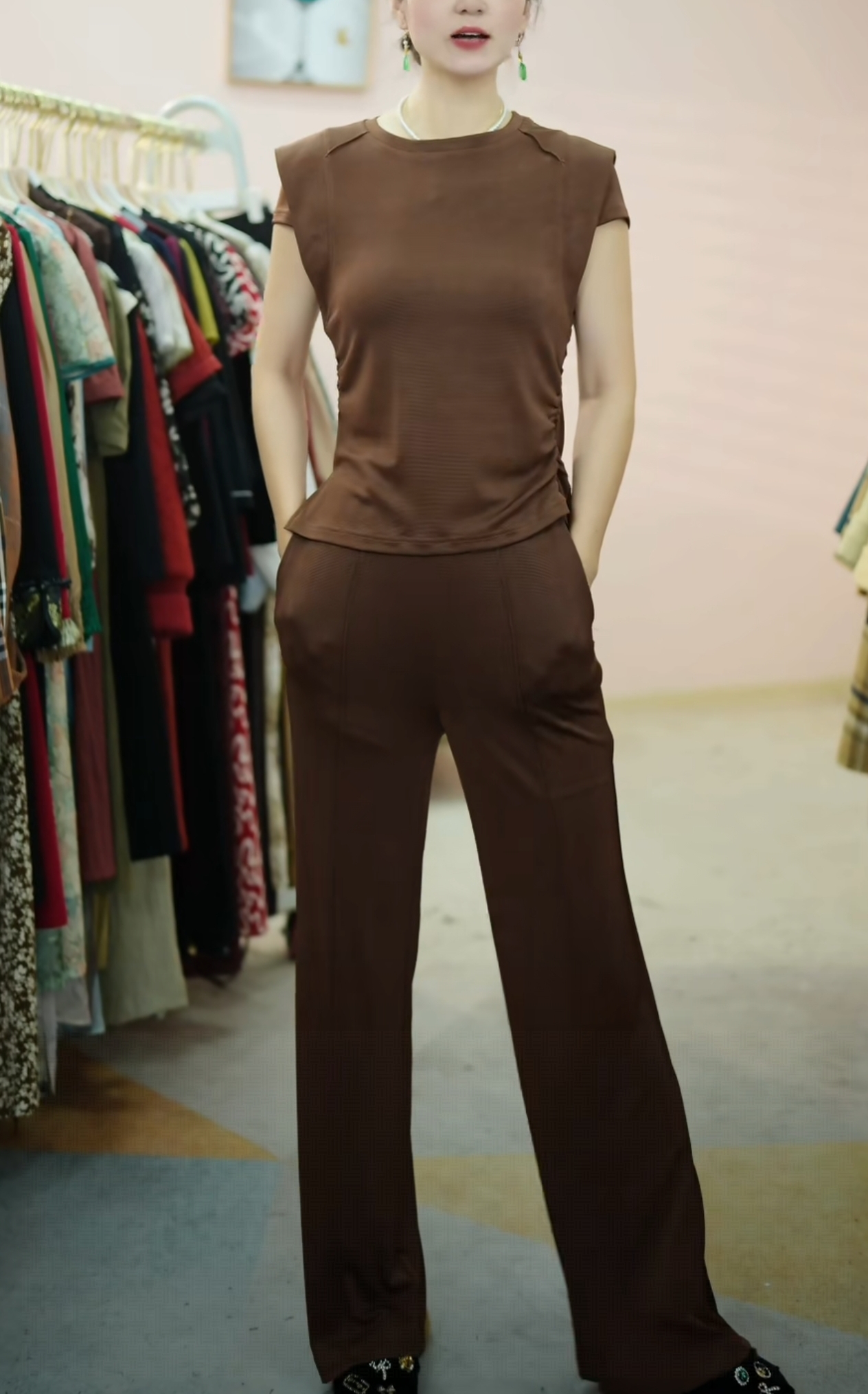 Q1068休闲韩范套装女2025新款时尚显瘦上衣两件套A5