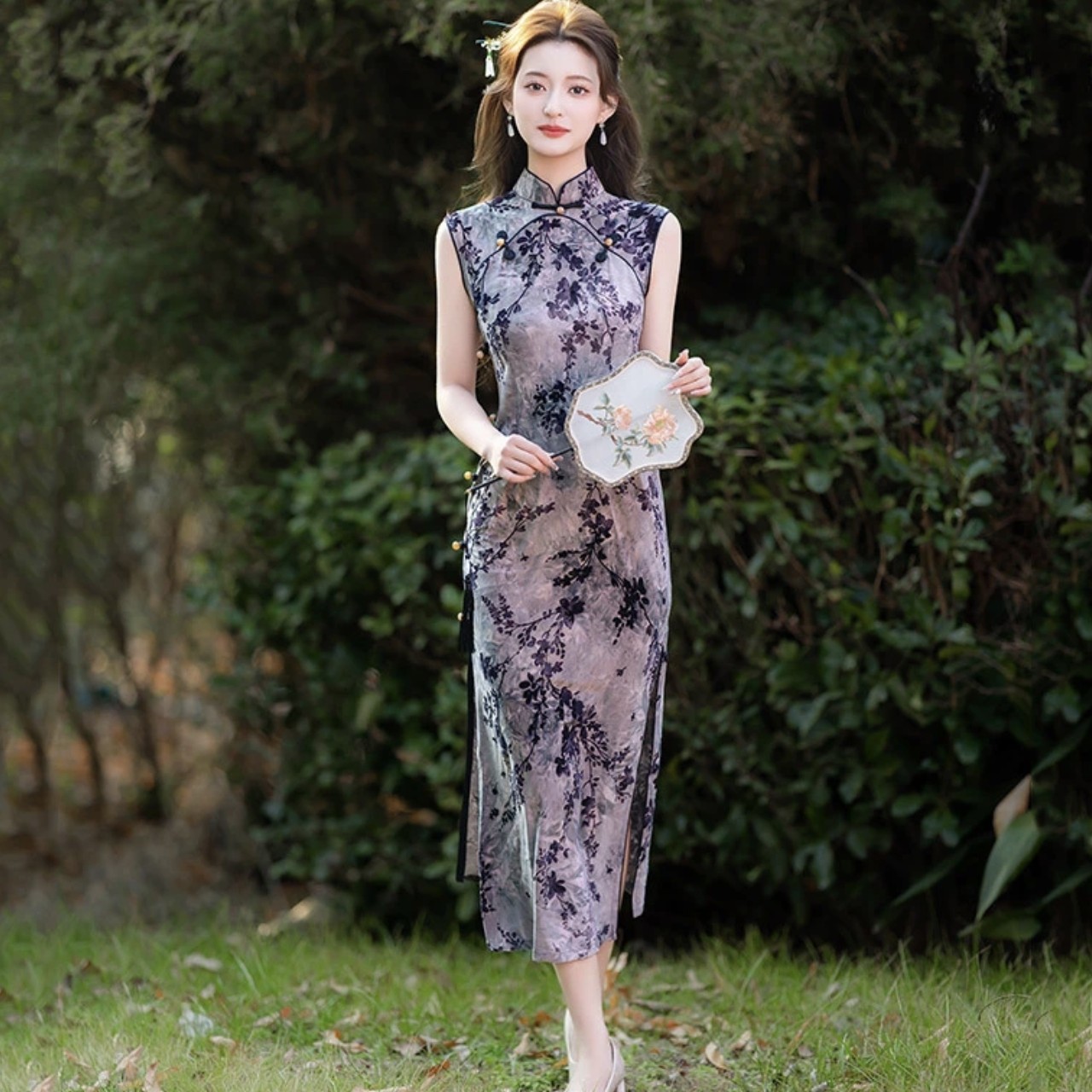 【青未了】25夏季新款冰丝绒气质国风改良新中式无袖旗袍 衣长120