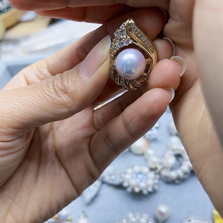 淡水珍珠胸饰银S925镶嵌