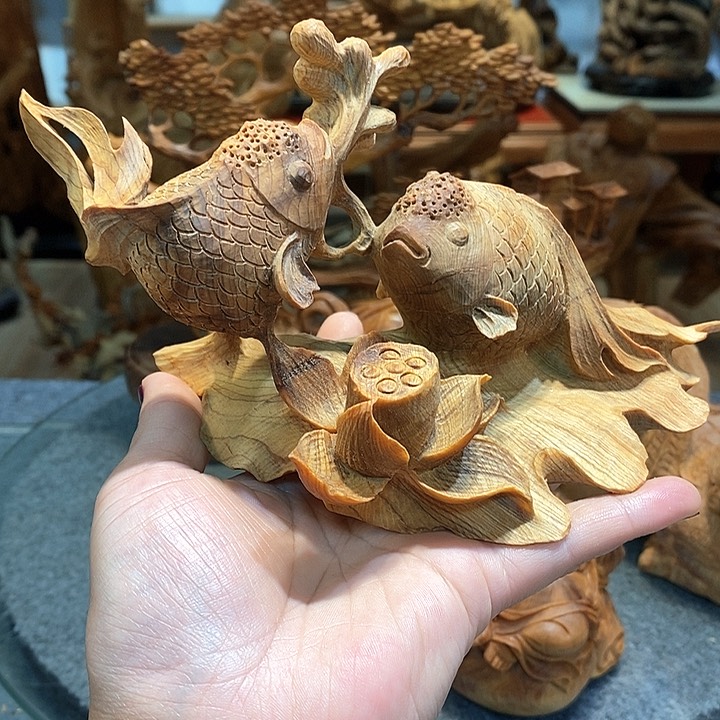 柏木（崖柏）双鱼戏莲