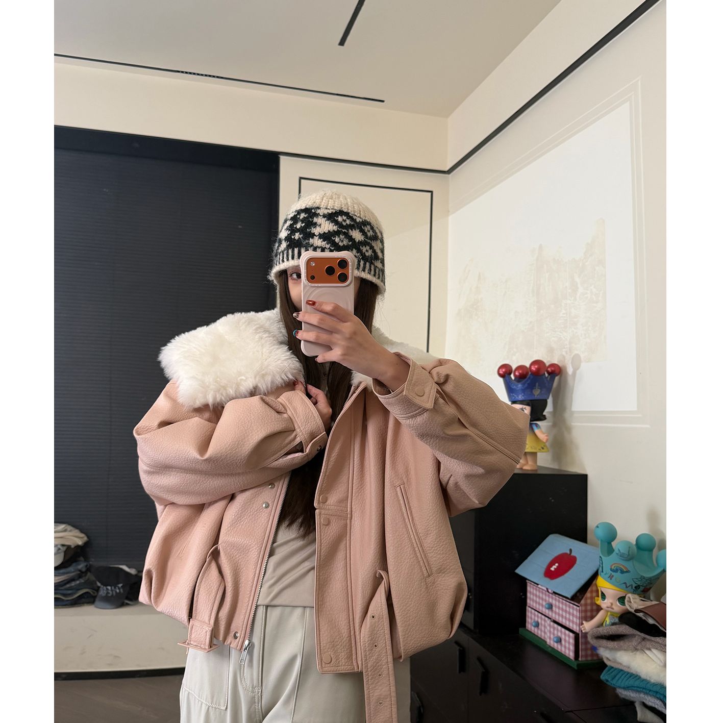 CHACHA【寒梅煮雪】休闲时尚百搭皮衣棉服外套