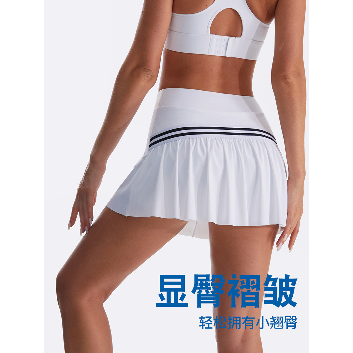 欧美宽松运动短裤女假两件短裙健身速干防走光跑步瑜伽服时尚