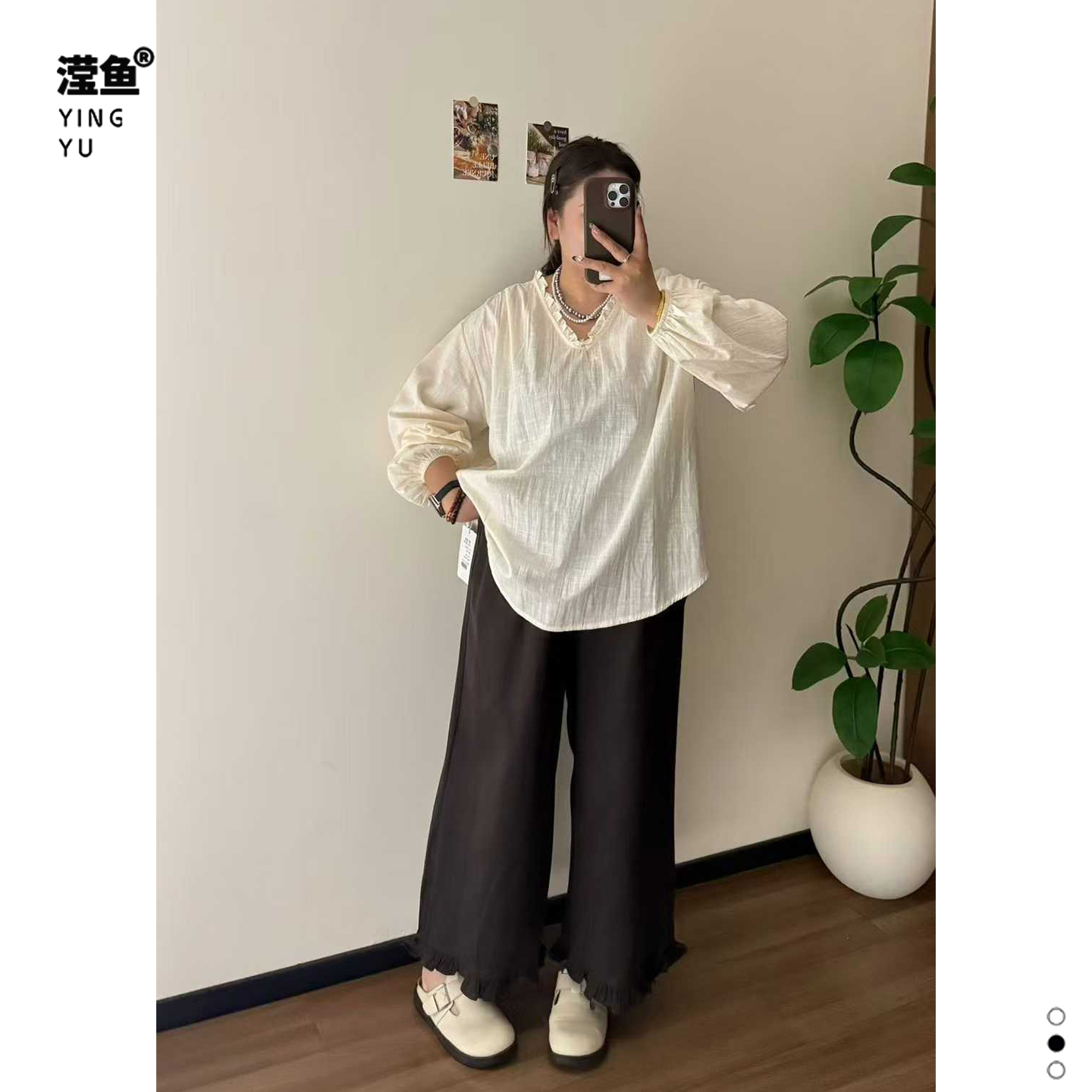 8 1280大码花边九分裤直筒裤休闲裤松紧腰秋季显瘦潮流休闲阔腿裤