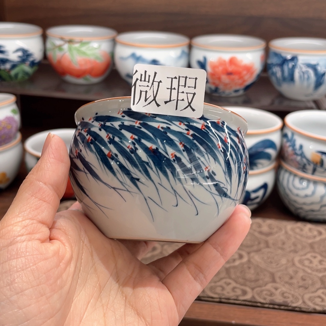 釉下手绘茶具微瑕