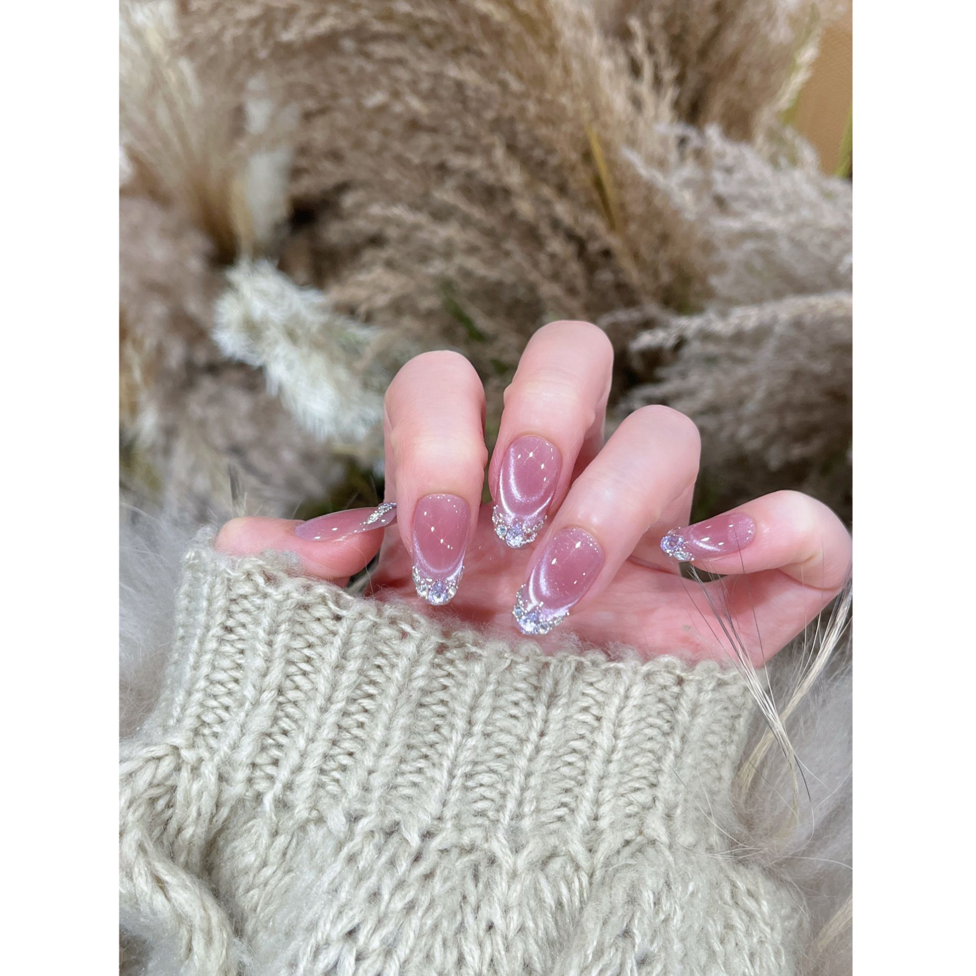 茉哉【粉梦流萤】纯手工定制美甲拆卸穿戴甲A5181