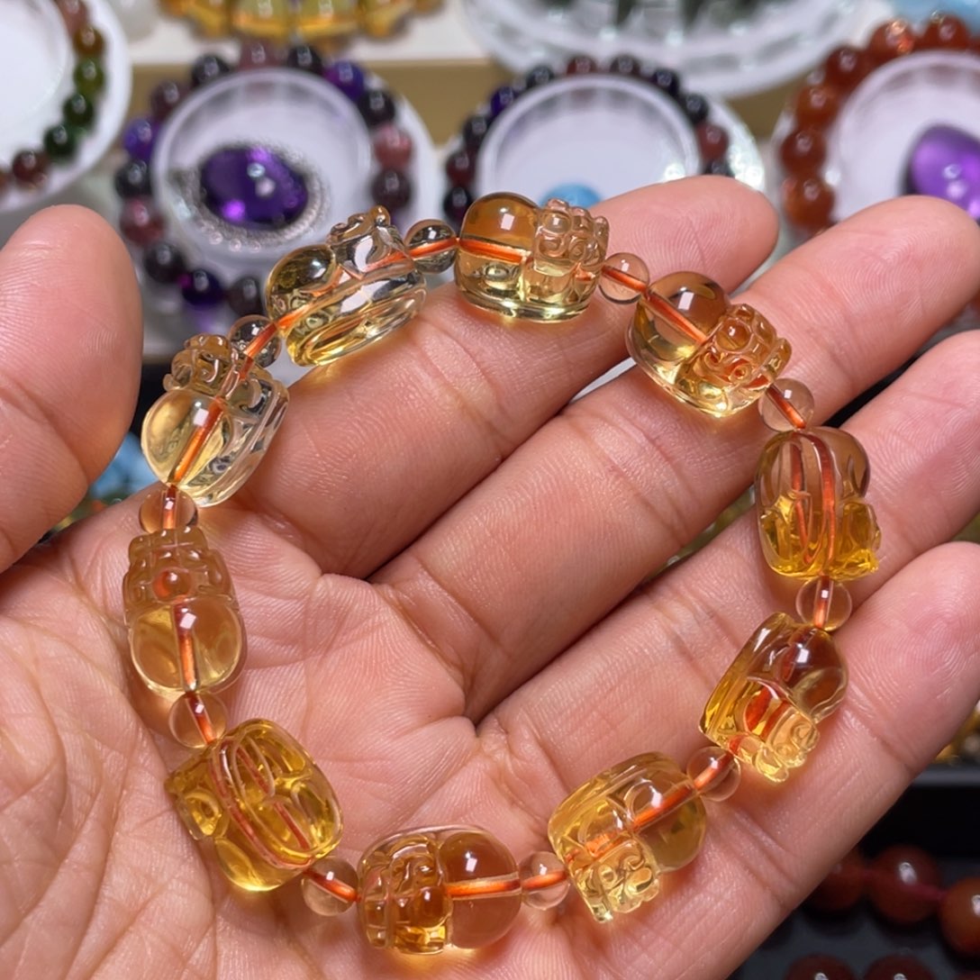 水晶手链未镶嵌巴西暴力黄貔貅手链