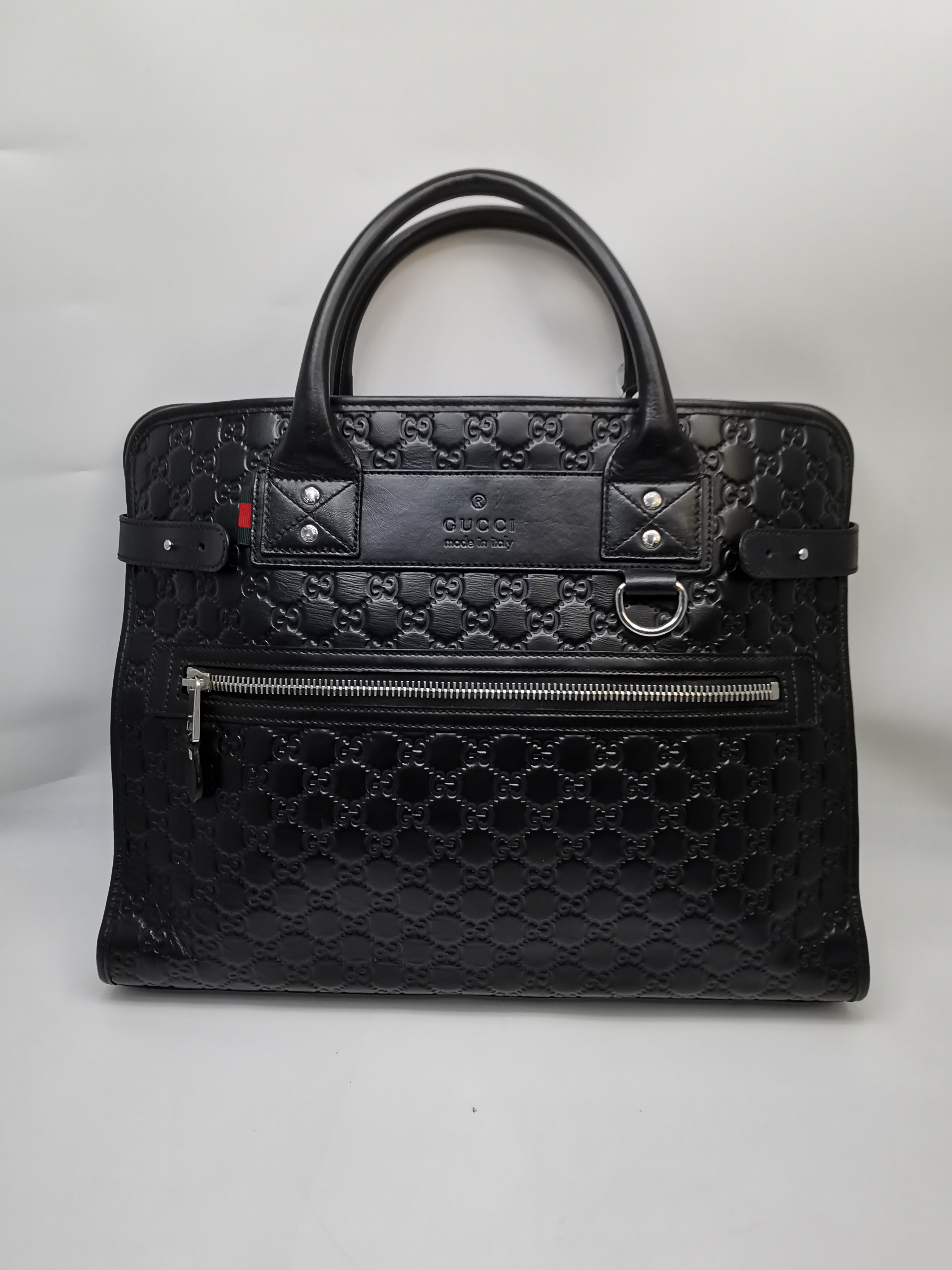 99新 GUCCI/古驰 97新18140古驰黑色全皮手提公文包商务