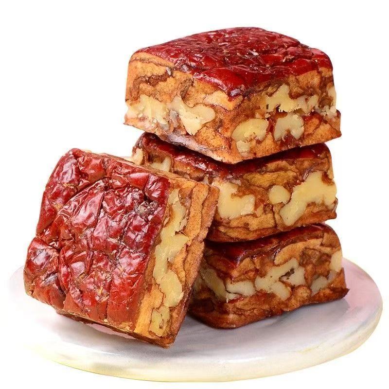 黄饱饱枣仁派500g/袋枣仁派红枣夹核桃聚会休闲零食