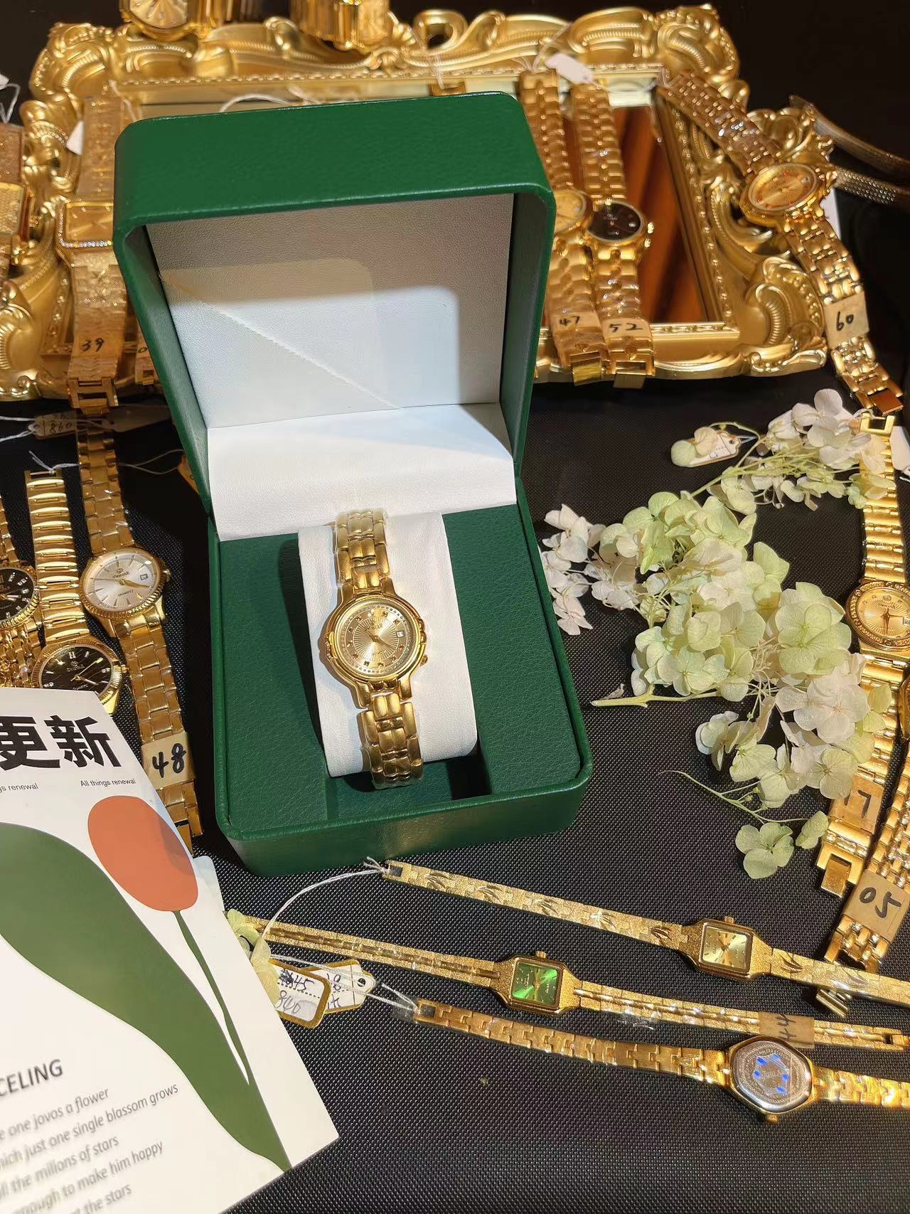 安安直播专享【看中序号拍】气质复古小众中古风镀金防水腕表女