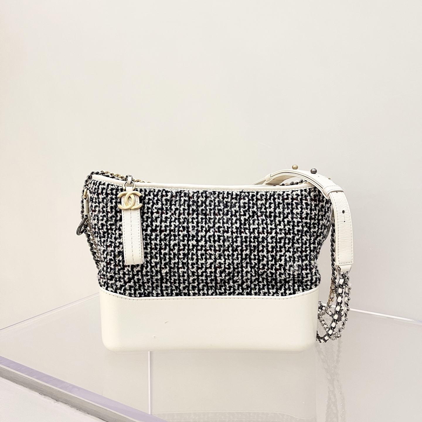 95新 Chanel/香奈儿 二手正品 CHANEL 编织毛呢 流浪包 中号 26k 