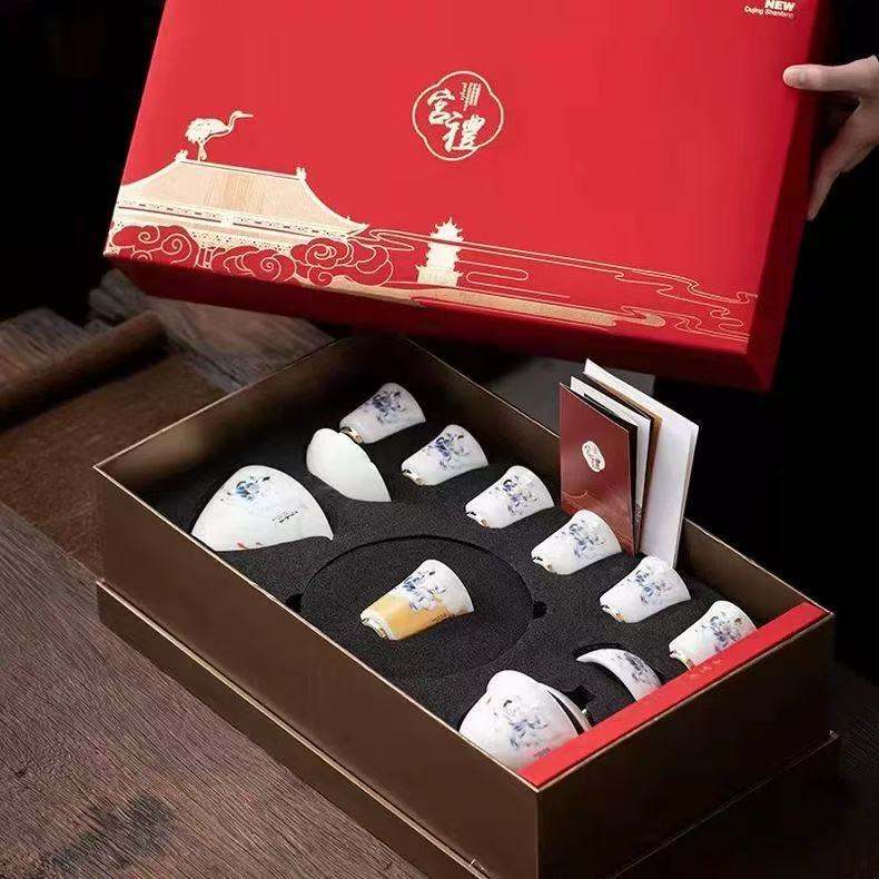 羊脂玉白瓷功夫茶具套装家用高档陶瓷办公室会客泡茶茶杯