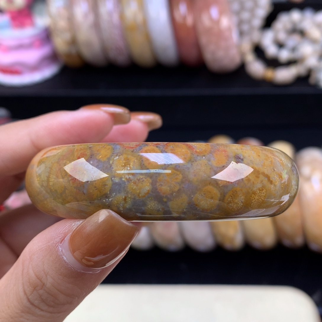 硅化珊瑚（珊瑚玉）未镶嵌颈饰五折精美手镯54.7口（11号）