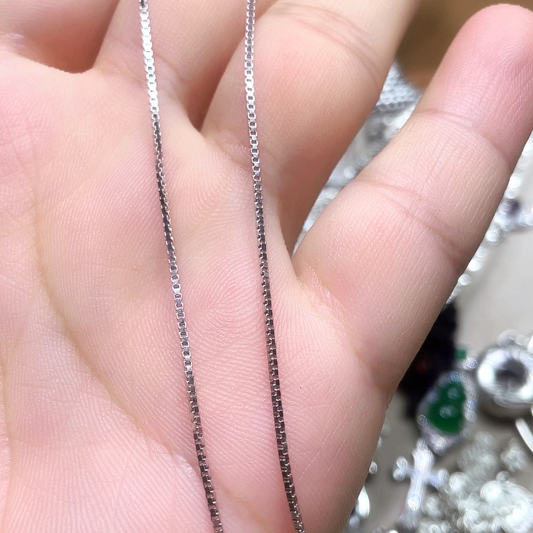 坠链均925银锆石盒子链