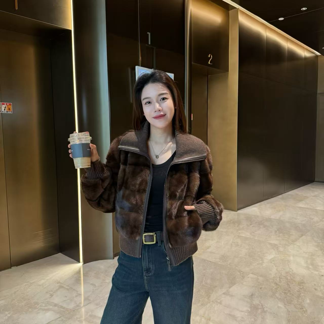 【汉拿山】天鹅紫标绒系列毛毛外套